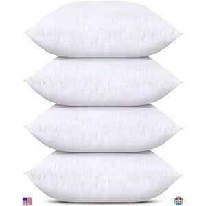 Set of 4 Decorative Throw Pillows 18x18 Inches for Sofa, Bed, Couch - White